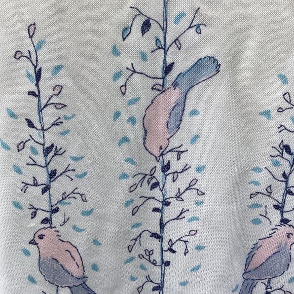 Vintage Women's Short-Sleeve Floral Birdcage Hawaiian Button Shirt White Medium - Picture 4 of 11